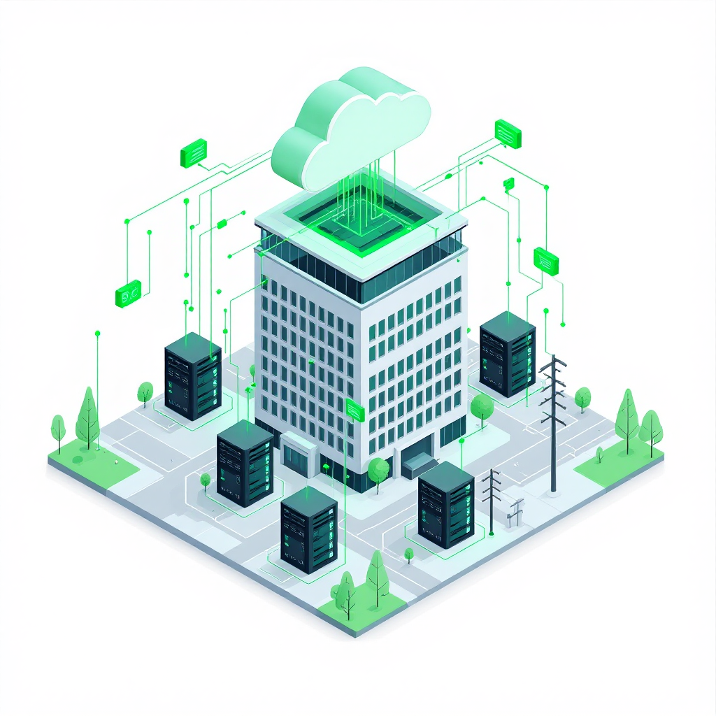 Global IT headquarters with connected cloud infrastructure